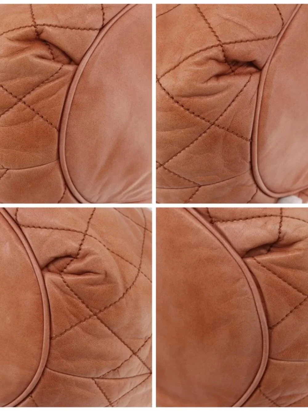 CHANEL Matelasse Shoulder Bag Lamb Skin Orange Gold CC Auth ARZ069V